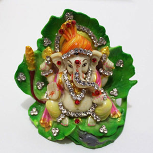 Sparkling Ganesha on Leaf