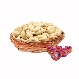 Cashew Basket & Diyas - Diwali Gifts