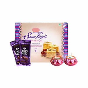 Soan Papdi, Chocolates & Diyas - Diwali Gifts