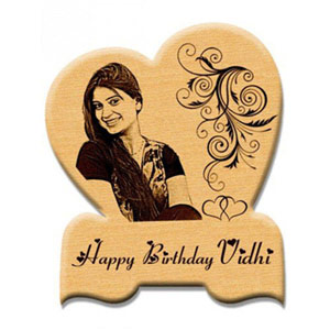 Engraved For Life In Your Heart - Wooden Heart Photo Plaque