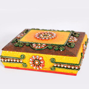 Designer minakari & beads Dry fruit box