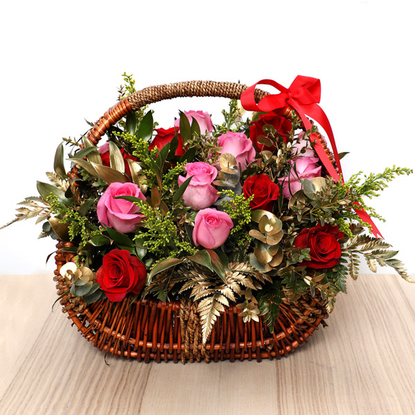 Send Red and Pink Roses Basket Online - VL20-94932 | Giftalove