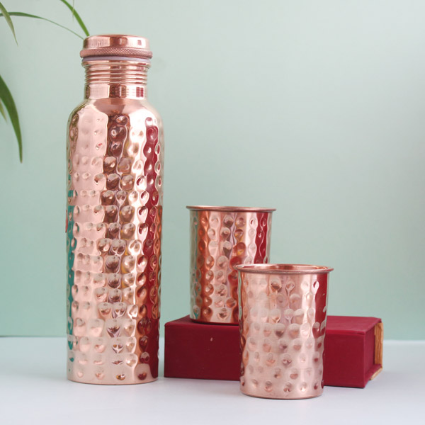 Send Healthful Hammered Copper Bottle Set Online GAL1994103 Giftalove