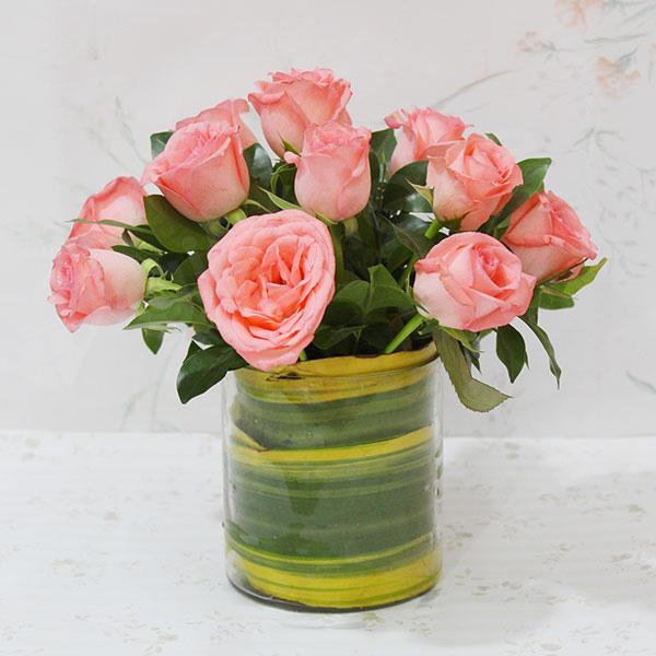 Send Orange Rose Glass Vase Online PGM18042MD18 Giftalove