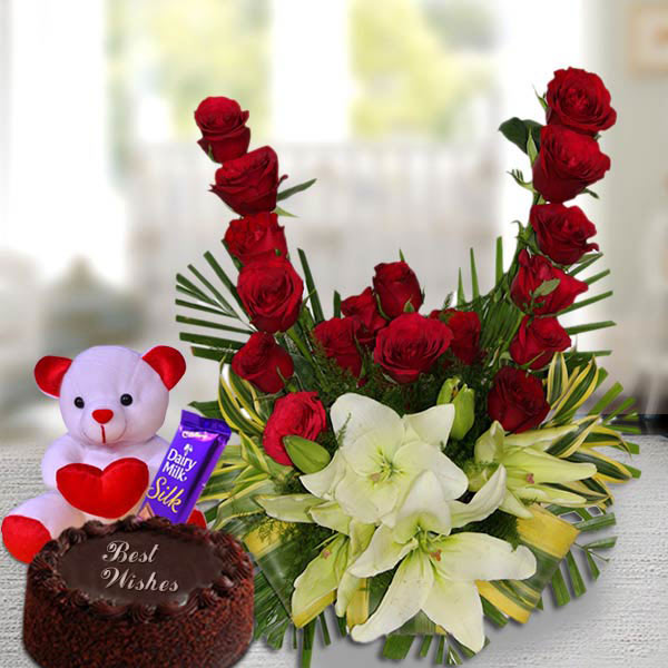 Send Delightful Flower Hamper Online - PRE156GAL17 | Giftalove