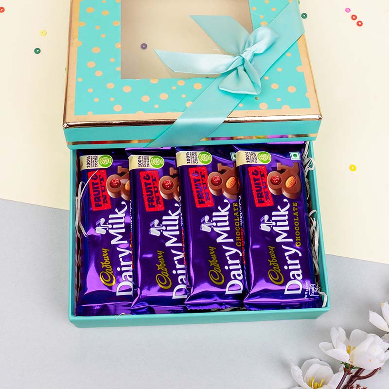 Send Dairy Milk Fruit and Nuts Pack of 4 in Designer Box Online GAL23