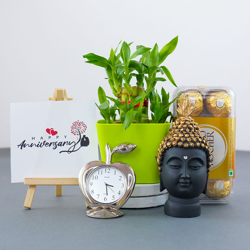 Send Lucky Plant with Buddha Idol Anniversary Gift for Him Online GAL22109537 Giftalove