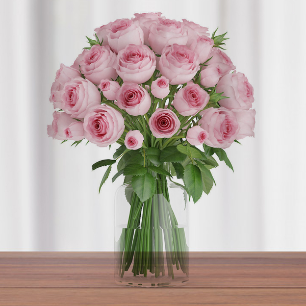 Send Pink Roses in Glass Vase Online - GAL20-94659 | Giftalove