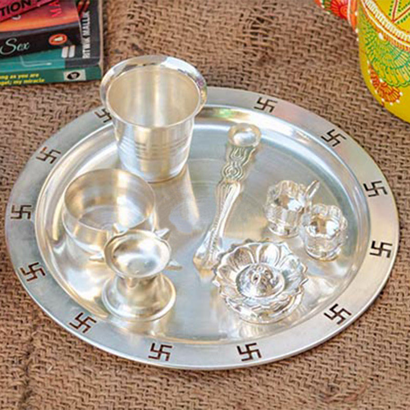 Send Silver Pooja Thali Set Online Gal Giftalove