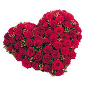 Lovely 50 Red Rose Flower Arrangement  - Valentine Heart Shape Flowers