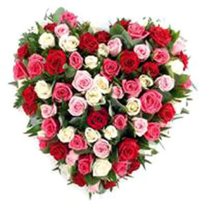 Heart of 100 Mixed Roses 