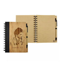 Photo Engraved Bamboo Notebook With Pen
