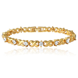 Gold Plated Brass Alloy With Crystal Single Strand Bracelet