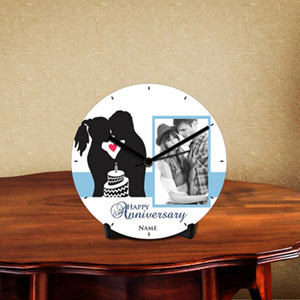 Personalized Name Happy Anniversary Desk Clock 