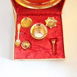 Golden Puja Thali for Diwali