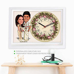Caricature Wall Clock - Tamil Couple