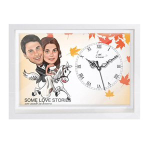 Couple on Horse - Caricature Canvas Clock