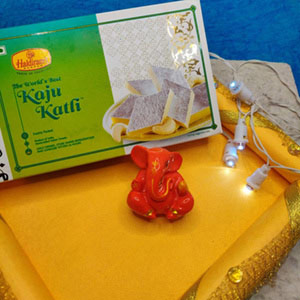 Cute Ganesha Idol with Kaju katli combo