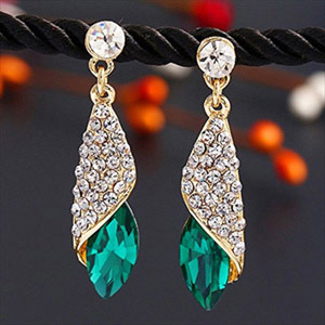 Oviya Gold Alloy Endearing Drop Earrings with Crystal Stone