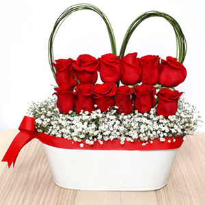 Decorative Red Roses Pot