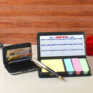 Lather Case of Sticky Note and Card Holder