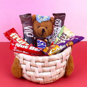 Teddy Imported Chocolate Basket