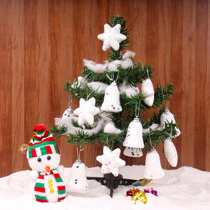 Snowy Christmas Tree With Snow Man