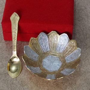Gold Silver Lotus Bowl Set