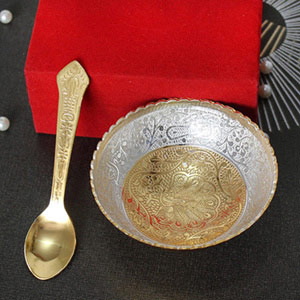 German Silver Bowl & Spoon Set