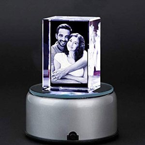 Personalized Couple Crystal LED Cube (5x5x8)