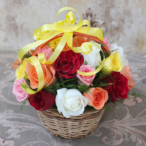 24 Mixed Roses Basket