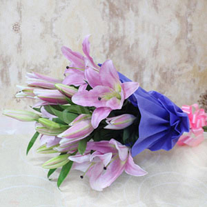 Purple Oriental Lilies Bouquet