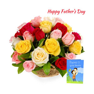 Mixed Flower Basket & Greeting Card for Dad