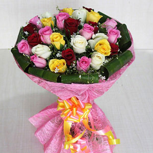 Vibrant Bouquet of Mixed Roses 