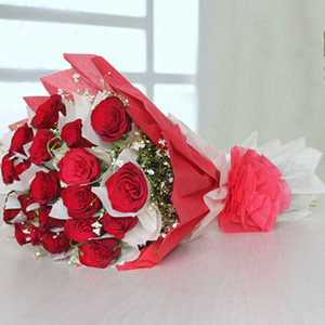 Flamboyant Red Rose Bouquet 