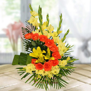 Bright Mixed Flowers Basket
