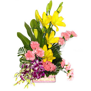 Beautiful Mixed Flowers Basket