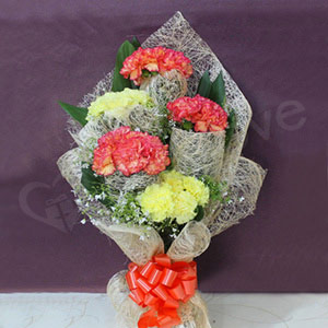 Orange & Yellow Carnations Bouquet