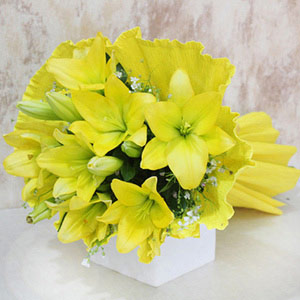 Bright Yellow Lily Bouquet