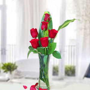 Red Roses in Designer Vase