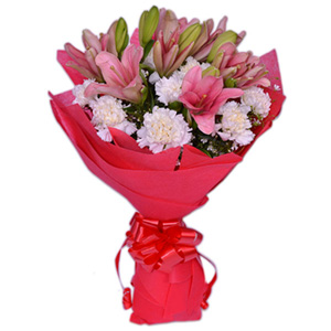 Cheerful Carnations & Lily Bouquet