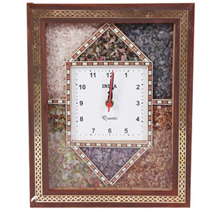 Stone Embedded Multicolor Square Shaped Wooden Wall Clock