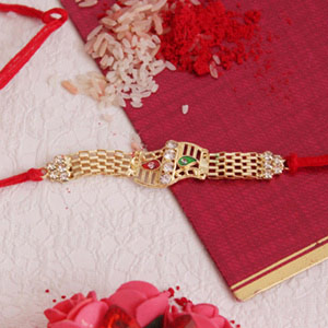 Awesome Bracelet Style Golden Rakhi