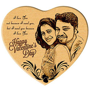 Heart Shaped Special Engraved Photo On Wood - Gift For Her And Him
