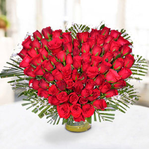 50 Red Roses Heart-Shaped Arrangement