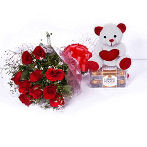 Roses with Chocolate & Teddy