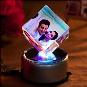 Valentine Personalized LED Crystal Cube