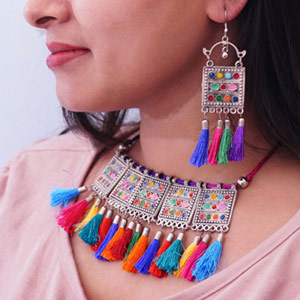 Afghani Style Oxidised Choker Jewellery Set  