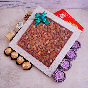 Almond Tray with Chocolates and Sweets Diwali Hamper
