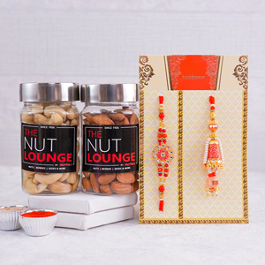 Combo of Bhaiya Bhabhi Rakhi with Nut Lounge Dry Fruits